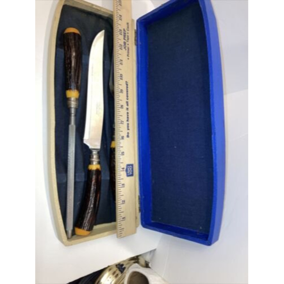 Vintage Washington Forge 3 Piece Carving Set Faux Antler Handles - Picture 7 of 7